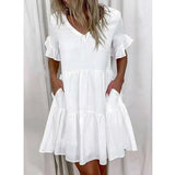 Regular Sleeve Fashion Short Printed Ruffle Pocket