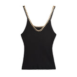 Fongt 2024 New Slim Slim Lace Stitching Sling Vest 4192017 Metal Knit Sling-Outfit