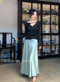 Fongt Xixi 2025 Spring New Temperament High-Waisted Half-Body Skirt Heavy Imitation Acetic Acid-Bated Ass Skirt Women 85108