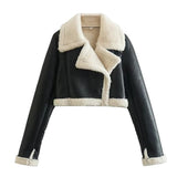 Fongt New Women's Collar Fur All-In-One Double-Sided Short Jacket Jacket