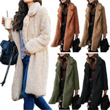Fongt Women's Autumn And Winter Long Sleeves Collar Double-Sided Lady Plush Coat Long Coat Lamb Velvet Coat
