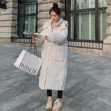 Down Cotton Jacket Female Long Over The Knee 2024 Winter Cotton-Padded Jacket Korean Version Loose Oversize Cotton-Padded Coat Design Sense Coat-Outfit