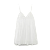 Fongt Women's Summer New Holiday Style Loose Back Vertical Lace Short Dress