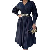 Fongt 2025 New African Women's Dress Temperament 100-Folded Black Collar Mid-Long