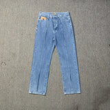 Devil Island Denim Suit High Street Western Denim Jacket Baggy Jeans Trend Card-Outfit