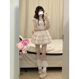 Fongt Bows And Flowers Dress Women's New Summer Slimming Waist Bubble Sleeve Tea Break Princess Ponpong