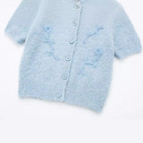 New Embroidered Slim Short-Sleeved Round-Neck Knitted Coat 3920131-Outfit