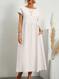 Fongt Solid Color Sleeveless Loose Cotton Into Pocket