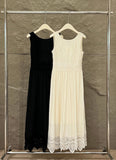 Fongt Xixi 13 Line 2025 Summer New Elegant Temperament Pure Color High Waist Lace Dress Dress Women 88272