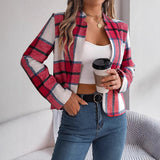 Wind 2025 Live Shooting Autumn And Winter Leisure Lattice Long Sleeves Of The Sleeves Women's