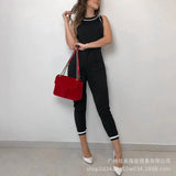 E-Commerce Summer's New Round-Necked Sleeveless Vest Hit Color Jumpsuit Women's Jumpsuit Spot-Outfit