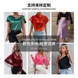 2024 New Women's Satin Slim Skirt Satin Solid Color Medium-Long Buttocks Fishtail Skirt-Outfit