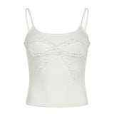 Fongt Pure Desire Lace Bow Sling Vest U-Collar Personality Niche Design Sense Slim Top-Outfit