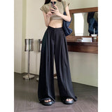 Fongt Mop Floor Suit Pants Female Autumn Korean Version 2024 New High Waist Show Thin Feeling Wide Leg Casual Long Pants-Outfit