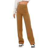Trousers High Waist Pocket Wide Leg