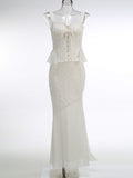 High-End Women's Fashion Set Sexy Lace Sling Small Top Cover-Up To Repair Fishtail Half Skirt