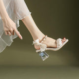Fongt Sandal Woman 2024 New Summer Thick Heel Non-Slip Fairy Wind With Skirt French Evening Wind High Heels-Outfit