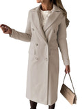 Fongt Women's Spring 2025 New Coat With Hair, Coat Solid Long-Sleeved Double-Buttoned