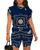 Women's Wear 2023 Summer New Fashion Leisure Pin Printing Set-Outfit