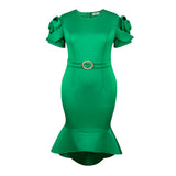 Fongt New Temperament Windy High-Waisted Fishtail Dress Solid-Color Party Commuter Dinner Dress Dress Dress