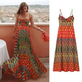 Fongt Explosion Women's ZA Summer New Suspension Fashion Temperament Printed Dress