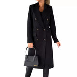 Fongt Women's Spring 2025 New Coat With Hair, Coat Solid Long-Sleeved Double-Buttoned