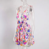 Sequined Deep V-Neck Backless Mini Dress-Outfit