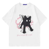 Kitten Print Letter Oversized T-shirt-Outfit