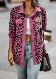 2023 Spring Autumn Women Jackets and Coats Full Sleeve Leopard Print Pockets Single Button Corduroy Winter Female