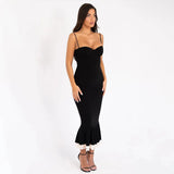 Solid Long Flared Two-piece Crop Sleeve Midi Dress-Outfit