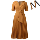 Fongt Sexy Short-Sleeved V-Neck Fashion Elegant Pressure Folding Large-Size High-Waisted African Dress