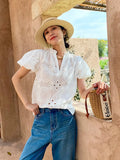 Fongt And Summer New Holiday Style French Shirt Women Design Short-Sleeved Women's Shirt Women's