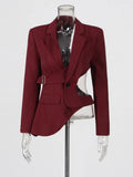 Fongt Niche Style Suit Women's Clothing 2025 Autumn And Winter New Asymmetrical Hollow Bare Waist Repair Small Suit Jacket Woman