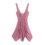 Fongt Summer Women's Asymmetric Foldless Sleeveless Sleeve-Less Dress