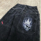 Printed Baggy Jeans For Men's 2K Casual Wide-Legged Jeans-Outfit