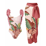 Sexy Fashion One Piece Swimsuit Solid 3D Flower Summer Women Swimwear Beachwear Summer Luxury Monokini Bathing Suit-Outfit