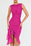 Mesh Ruffle Sleeveless Midi Dress-Outfit