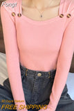 Casual Long Sleeve Top Autumn Winter Knitted Sweater Women Pullover Sweaters Korean Clothes White Slim Button Pull