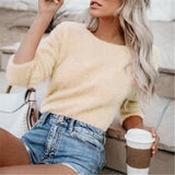 Fongt Women'swear Wish New Solid Color Fashion Long Sleeve Cashmeat Shirt