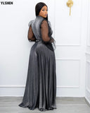 Pleated Jumpsuit Fall Clothes African Dresses For Women 2021 Club Outfits Dashiki Ankara Evening Party Plus Size Africa