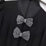 New Spring Bow Knot Decorated With Hollowed-Out Slim Short Dress-Outfit