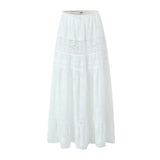 French Holiday Lace Spliced Blouse Lace Long Dress Suit In Spring-Outfit