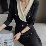 Fongt Temperament Deep V-Neck Black Knit Dress 2024 Summer Women's New Slim Thin Long Skirt-Outfit