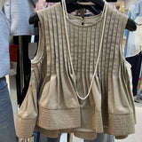 O Neck Pleated Shirts Blouses Loose Sleeveless Blusas Mujer Koreasn Chic Ruched Hem Shirt Tops Summer Clothes Women-Outfit