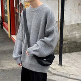 Oversized O-neck sweater students fashion loose wild black