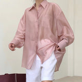 Casual Shirt For Women Lapel Collar Long Sleeve Minimalist One Size Loose Shirts Female 2020 Summer Clothes