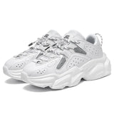 Couples Sneakers Women Men Thick Sole Running Shoes Unisex Leather Sport Shoes Comfortable Waterproof Walking
