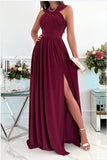 Wise Hot Style Summer Sleeveless Neck Open Back Slit Dress Women's Wear-Outfit