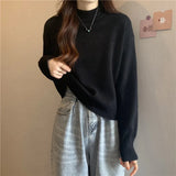 Turtleneck White Sweater Female Autumn Winter With Bottom Shirt 2023 New Small Short Knit Sweater Top-Outfit