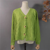New 2021 Winter Spring Women's Sweaters V-Neck Buttons Cardigans Oversize Fashionable Korean Ladies Knitwears